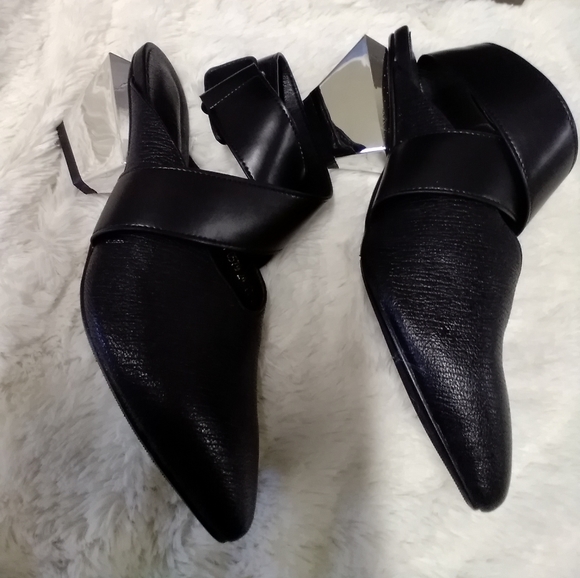 BNIB black mirror heel leather slingbacks - Picture 5 of 11
